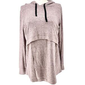 Motherhood Maternity Nursing Hoodie Womens XL Mauve Soft Knit Long Sleeve Top
